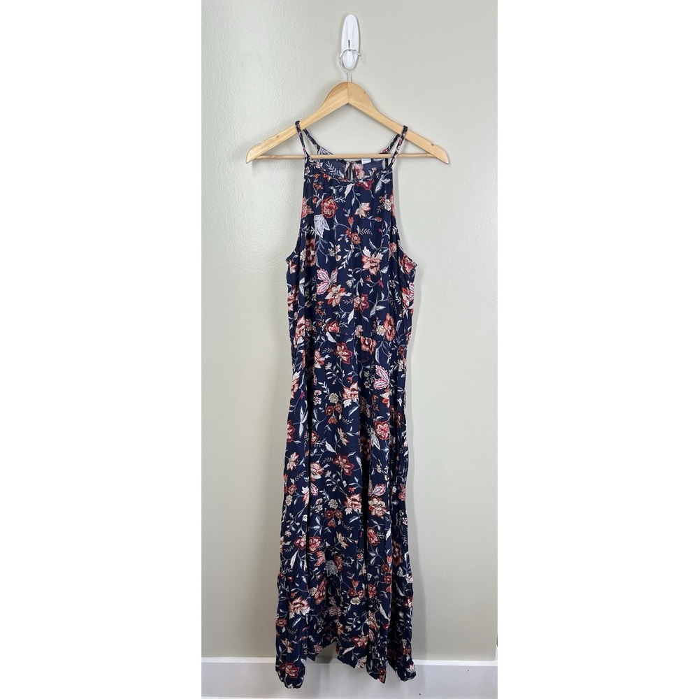 Old Navy Maxi Dress Dark Floral Sleeveless Boho Sz M Cottage Core Strappy